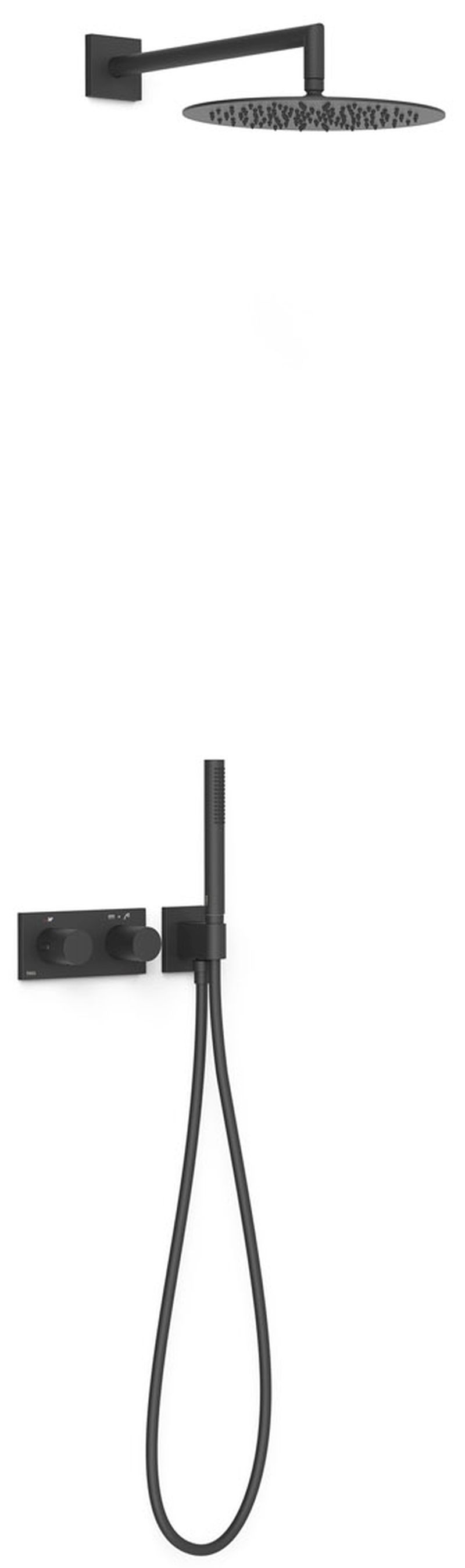 Tres B-System set doccia da incasso con termostato con soffione nero 30735204NM