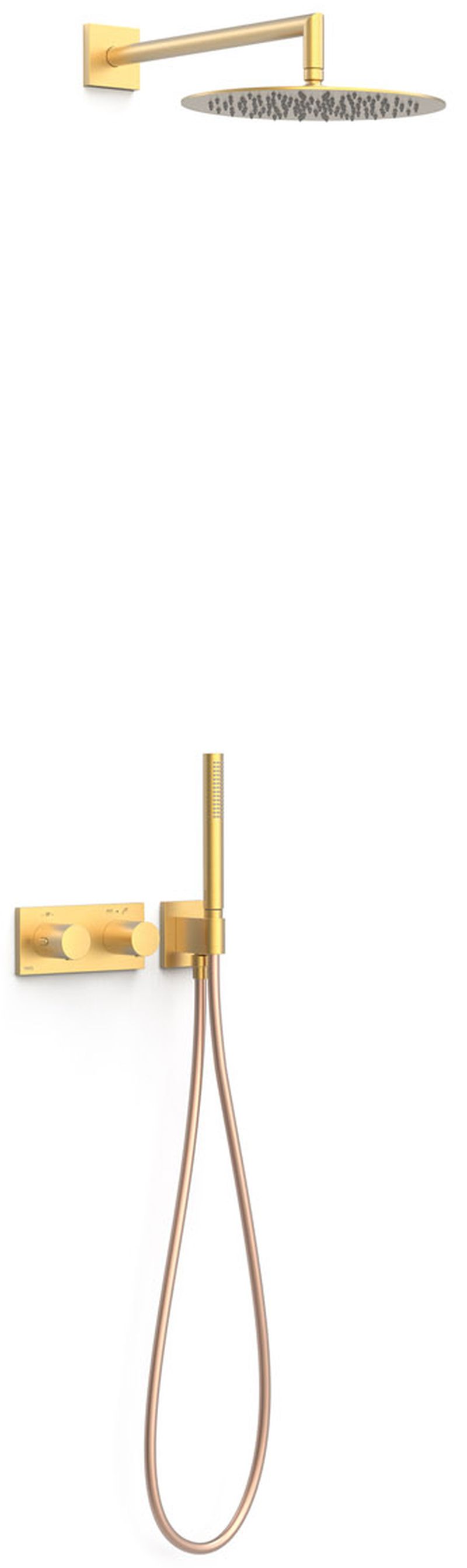 Tres B-System set doccia da incasso con termostato con soffione oro 30735204OM