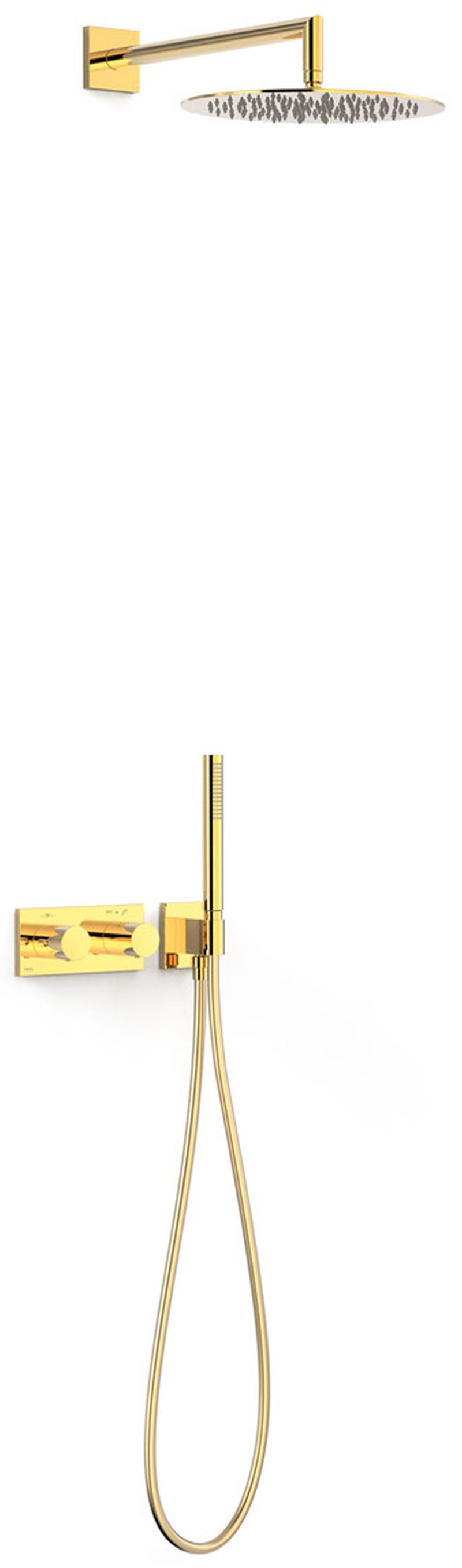 Tres B-System set doccia da incasso con termostato con soffione oro 30735204OR