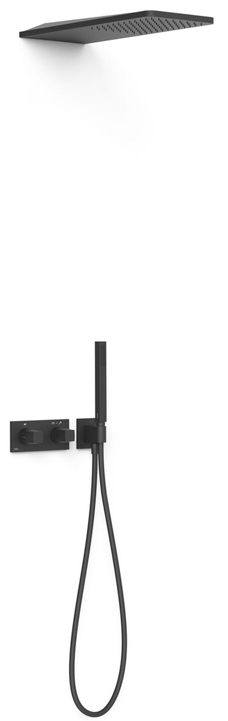 Tres B-System set doccia da incasso con termostato con soffione nero 30725205NM