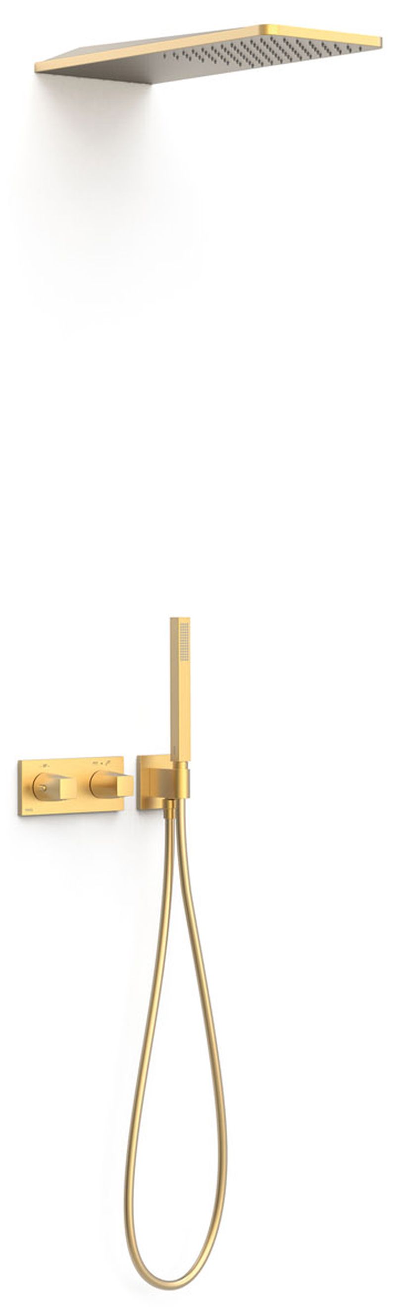 Tres B-System set doccia da incasso con termostato con soffione oro 30725205OM