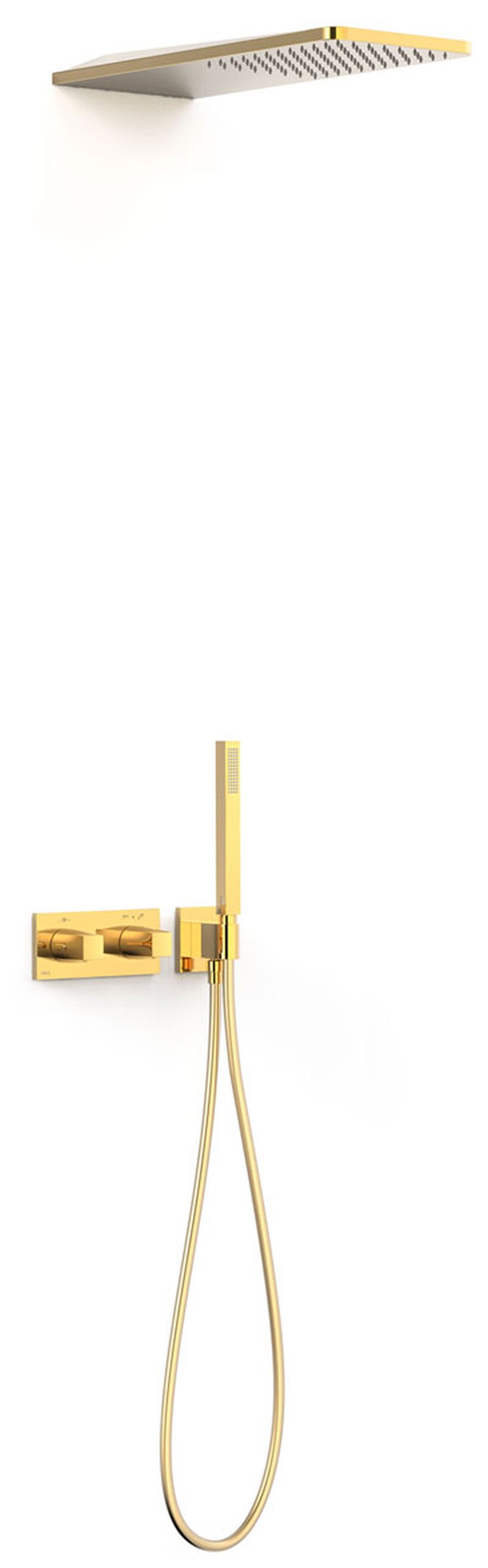 Tres B-System set doccia da incasso con termostato con soffione oro 30725205OR