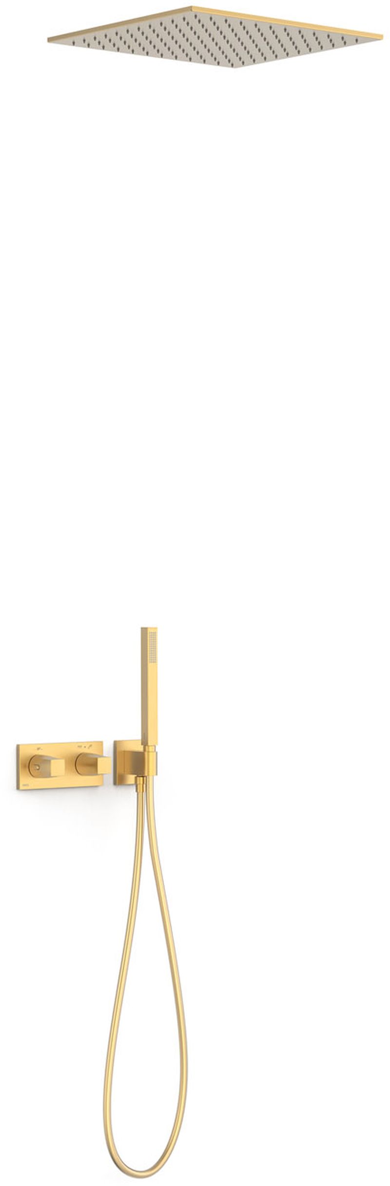 Tres B-System set doccia da incasso con termostato con soffione oro 30725206OM