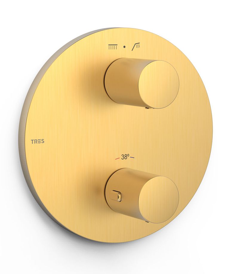 Tres Therm-Box rubinetto per vasca e doccia da incasso con termostato oro 26225001OM