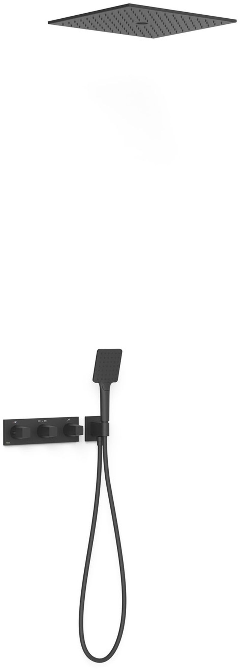 Tres B-System set doccia da incasso con termostato con soffione nero 30725306NM