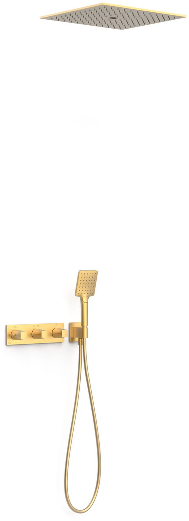 Tres B-System set doccia da incasso con termostato con soffione oro 30725306OM
