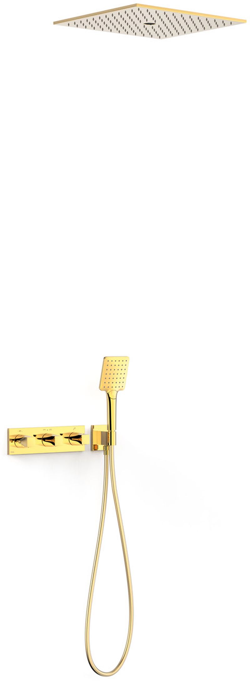 Tres B-System set doccia da incasso con termostato con soffione oro 30725306OR