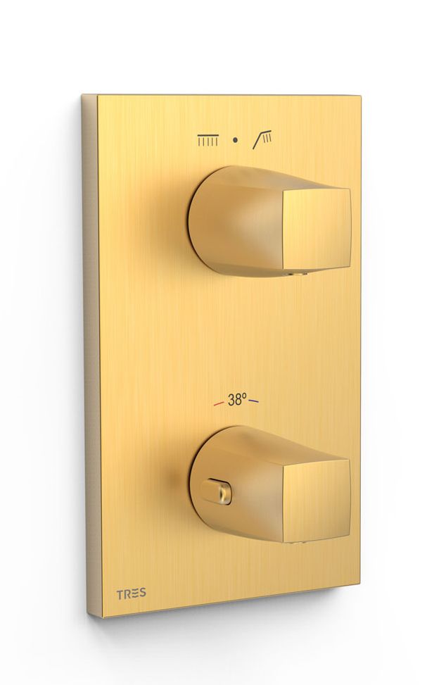 Tres Therm-Box rubinetto per vasca e doccia da incasso con termostato oro 21125001OM