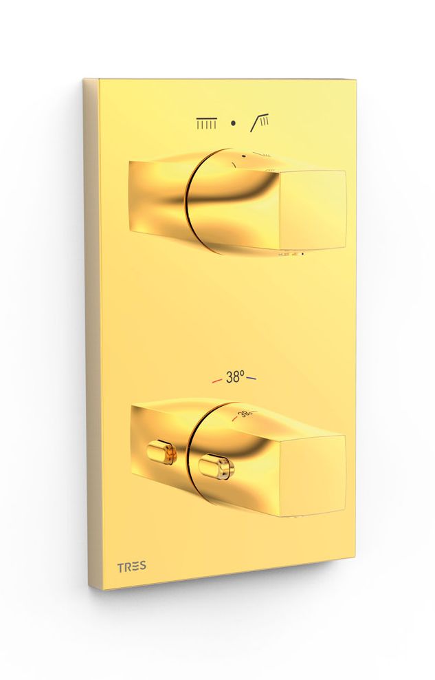 Tres Therm-Box rubinetto per vasca e doccia da incasso con termostato oro 21125001OR