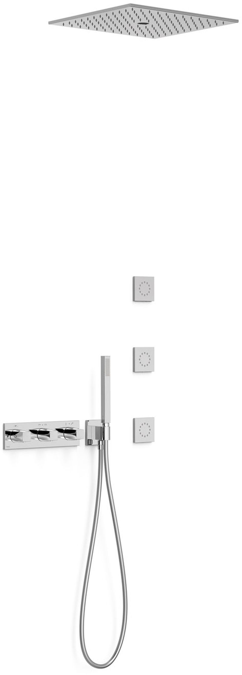 Tres B-System set doccia da incasso con termostato con soffione cromo 30725406