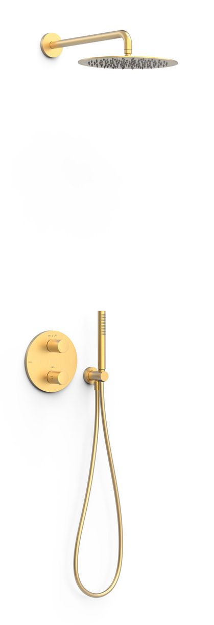 Tres Therm-Box set doccia da incasso con termostato con soffione oro 26225004OM