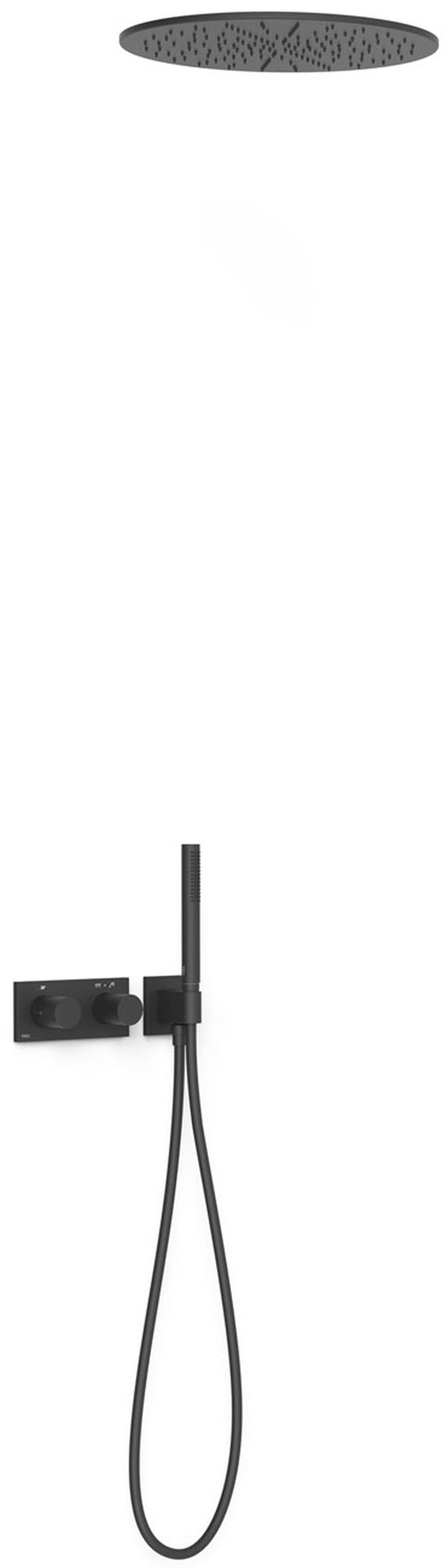 Tres B-System set doccia da incasso con termostato con soffione nero 30735206NM