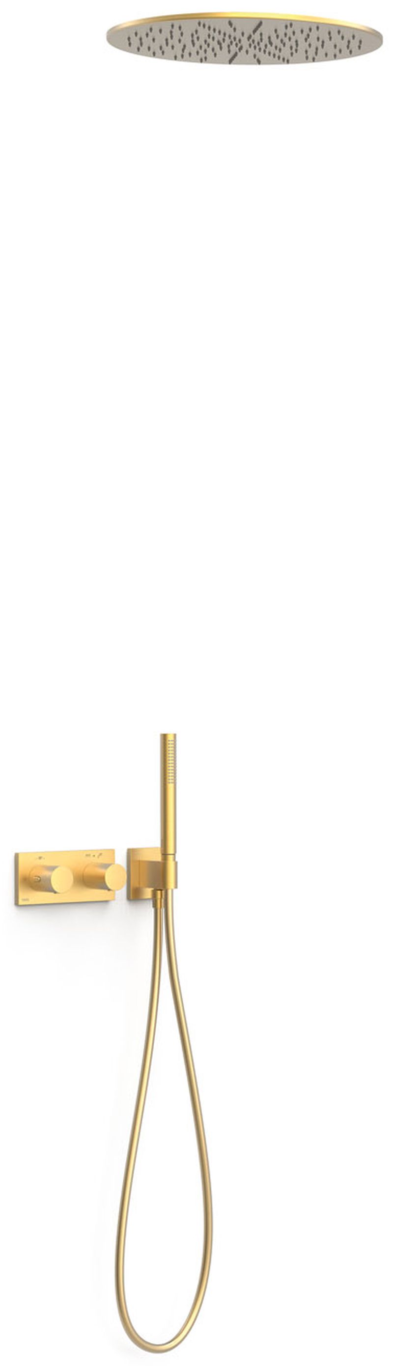 Tres B-System set doccia da incasso con termostato con soffione oro 30735206OM