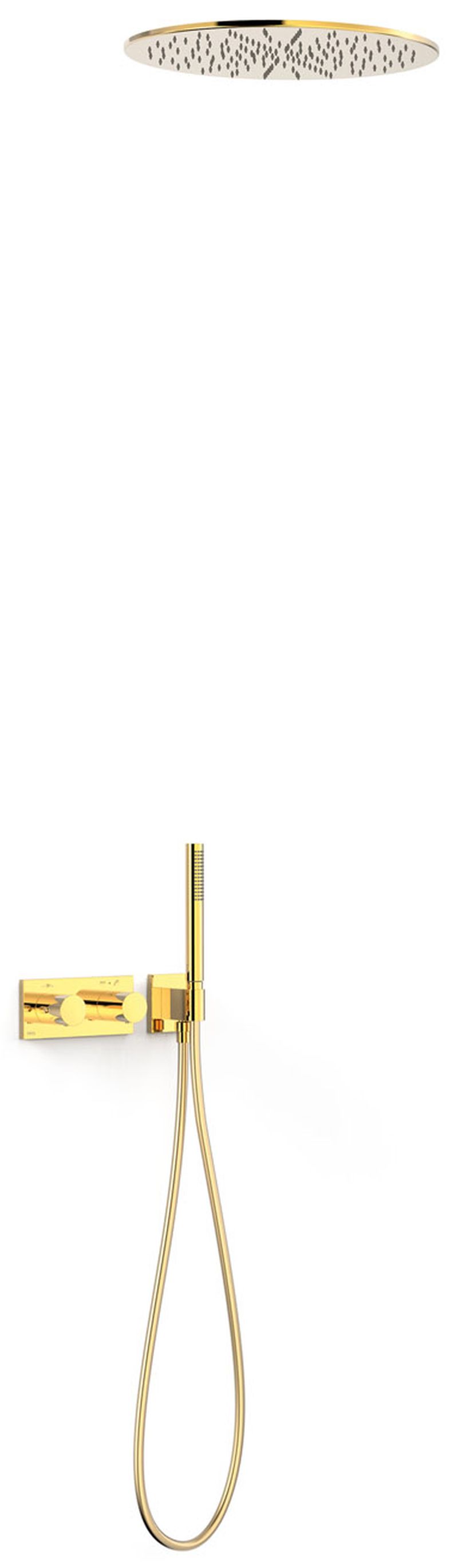 Tres B-System set doccia da incasso con termostato con soffione oro 30735206OR