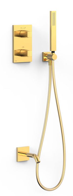 Tres Therm-Box set per vasca e doccia da incasso con termostato oro 21125007OR