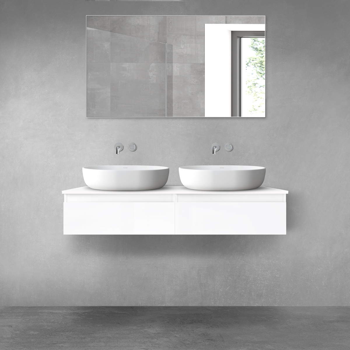 Set armadietto Oltens Vernal 60009000, piano sopra armadietto Oltens Vernal 63007000