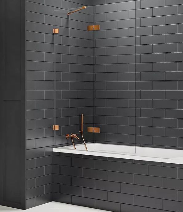 New Trendy Avexa Copper Brushed parete vasca 100 cm 2 ante rame spazzolata/vetro trasparente EXK-3808