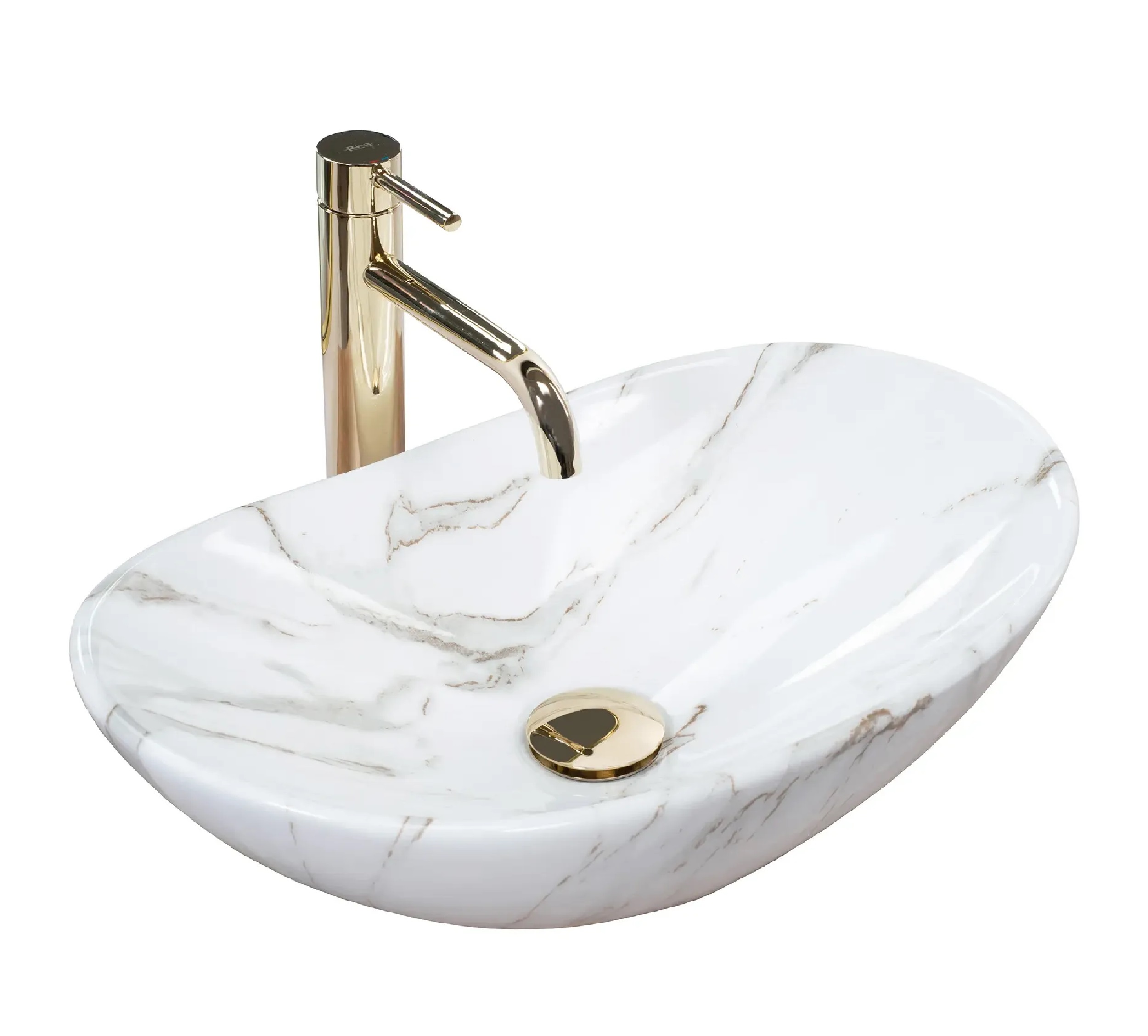 Rea Royal lavabo 48x30.5 cm ovale da appoggio grigio/pietra REA-U5063