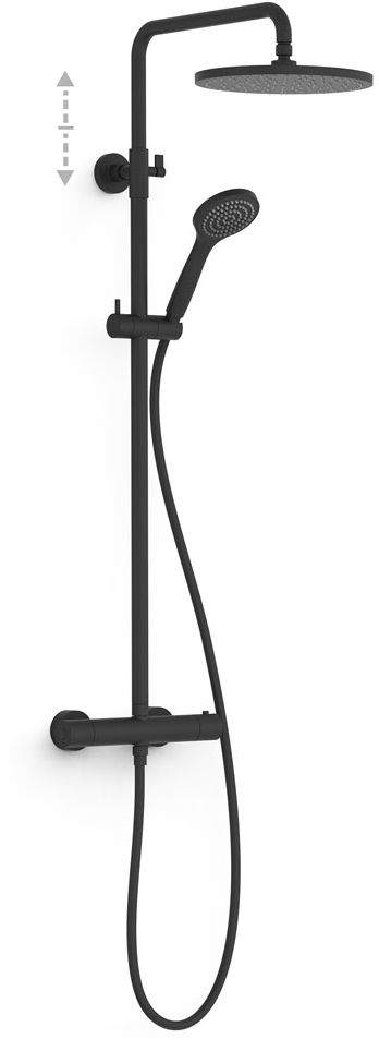 Tres Base set doccia a parete con termostato con soffione nero 21639502NM