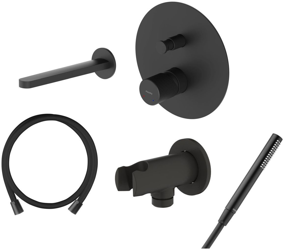 Set rubinetto per vasca e doccia Ksuro 02 13006030, bocca di erogazione per rubinetto Ksuro 02 19000030, 39304300, 37102300, 37200300