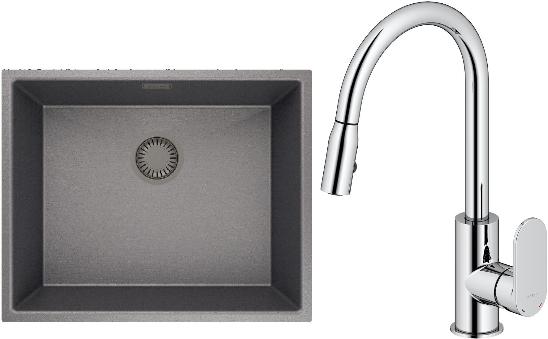 Set lavello in acciaio Oltens Stalvask 71101300, rubinetto da cucina Oltens Lista 35202100