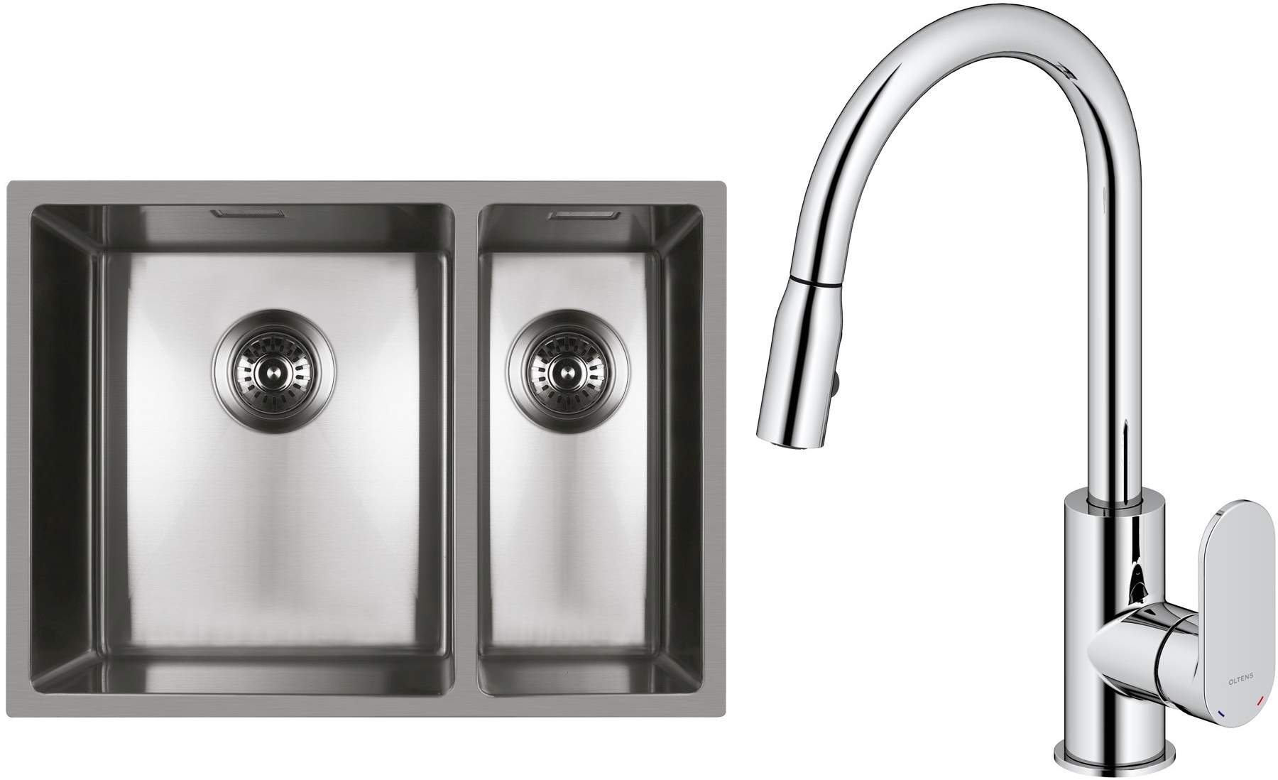 Set lavello in acciaio Oltens Stalvask 71200100, rubinetto da cucina Oltens Lista 35202100