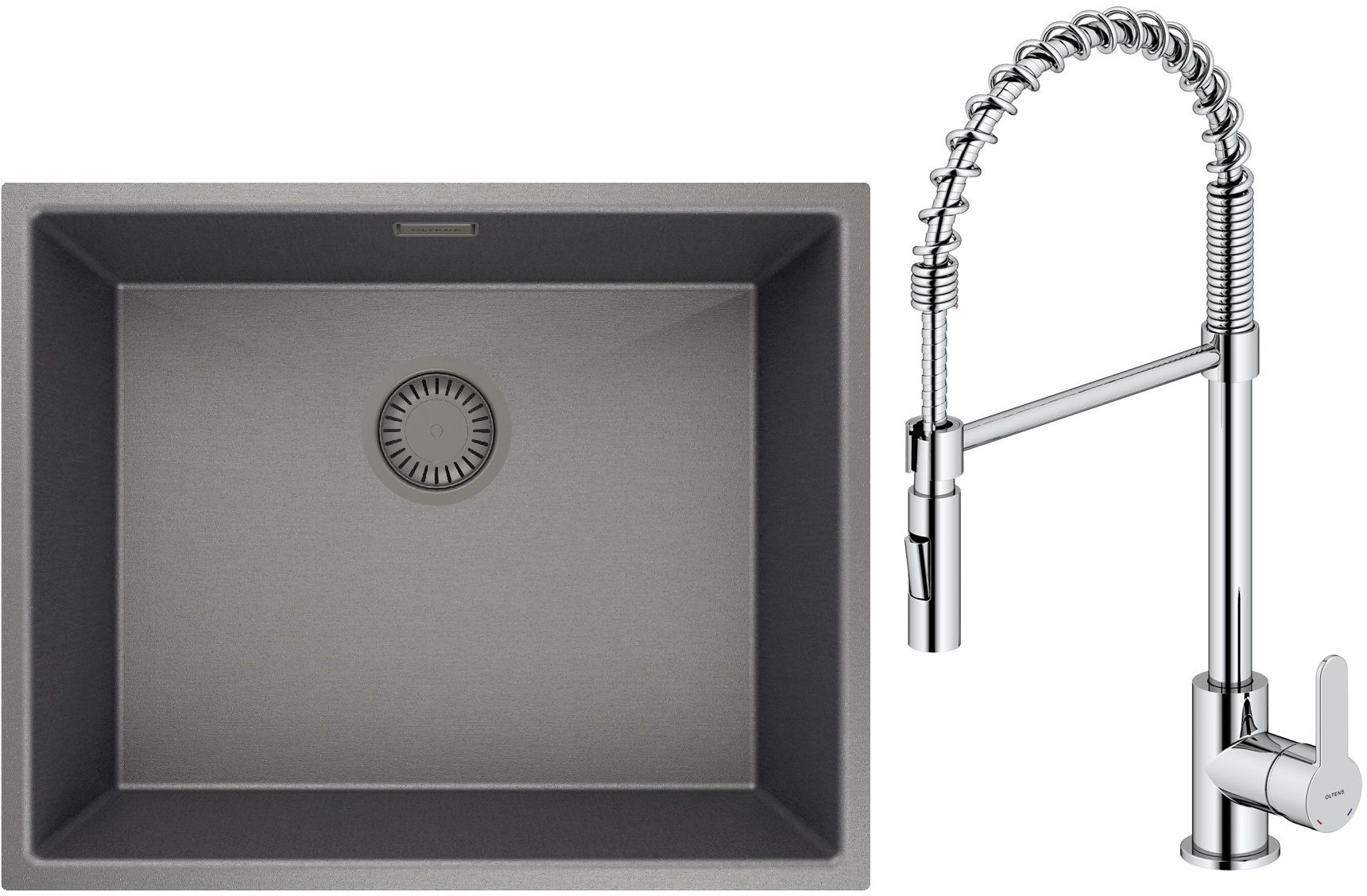 Set lavello in acciaio Oltens Stalvask 71101300, rubinetto da cucina Oltens Duf 35203100
