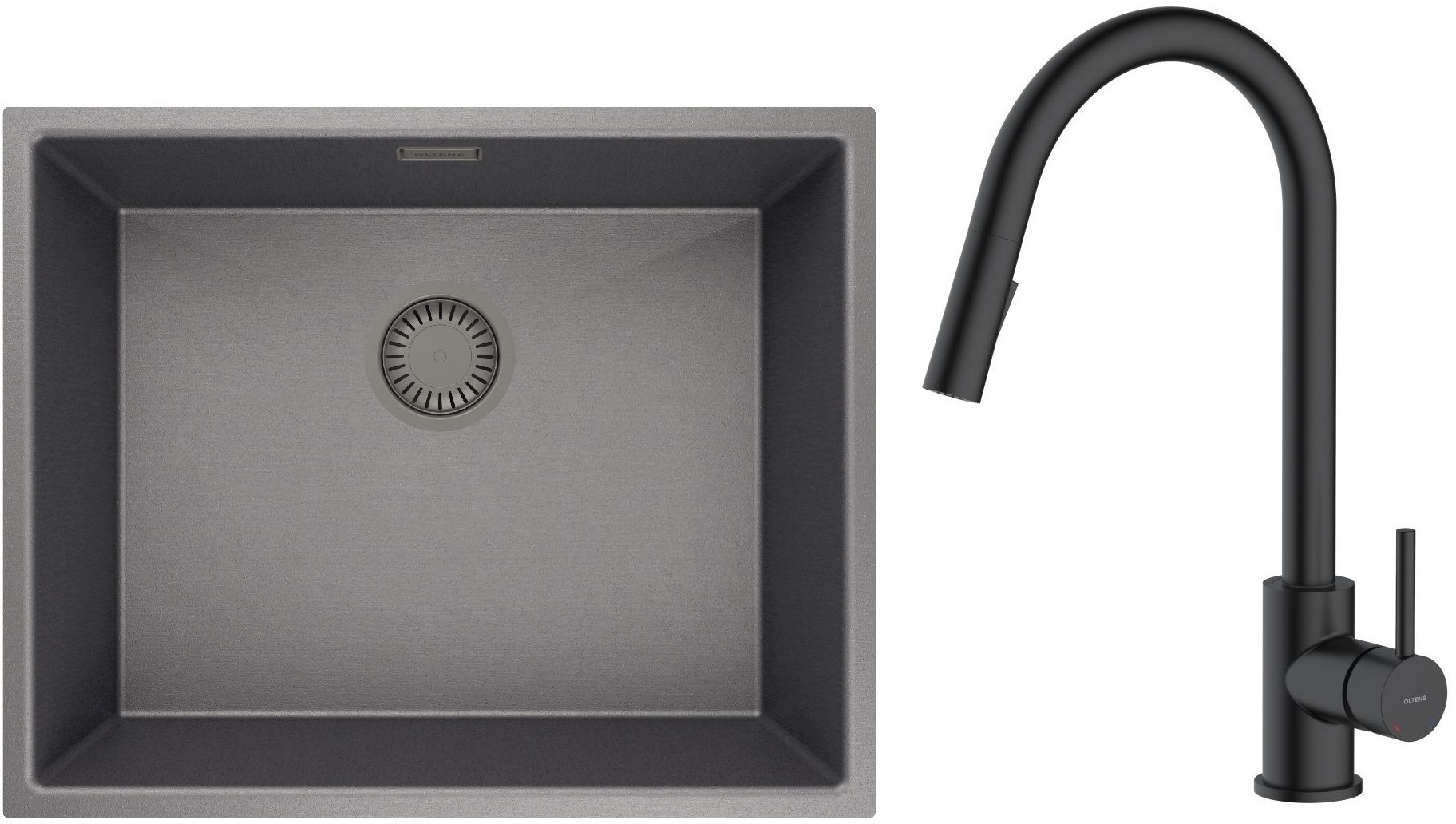 Set lavello in acciaio Oltens Stalvask 71101300, rubinetto da cucina Oltens Litla 35204300