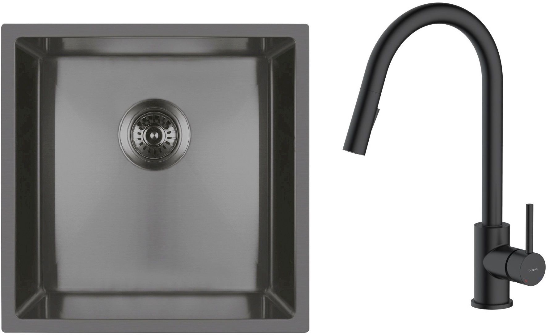 Set lavello in acciaio Oltens Stalvask 71100300, rubinetto da cucina Oltens Litla 35204300