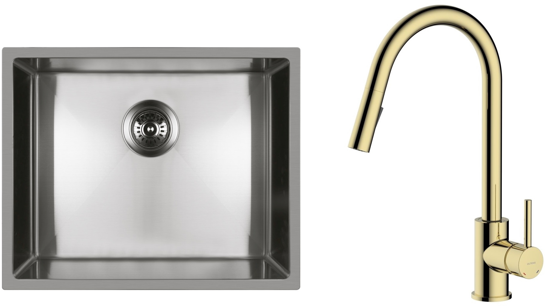 Set lavello in acciaio Oltens Stalvask 71101100, rubinetto da cucina Oltens Litla 35204800