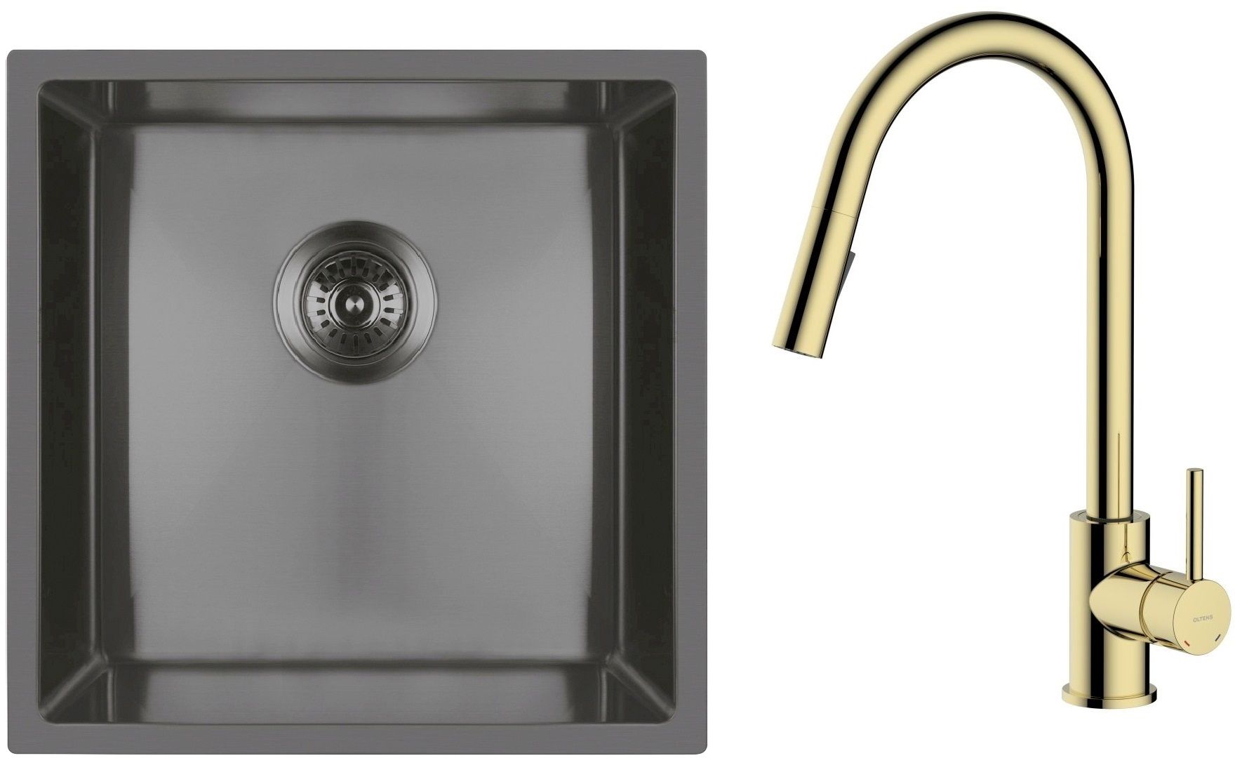 Set lavello in acciaio Oltens Stalvask 71100300, rubinetto da cucina Oltens Litla 35204800