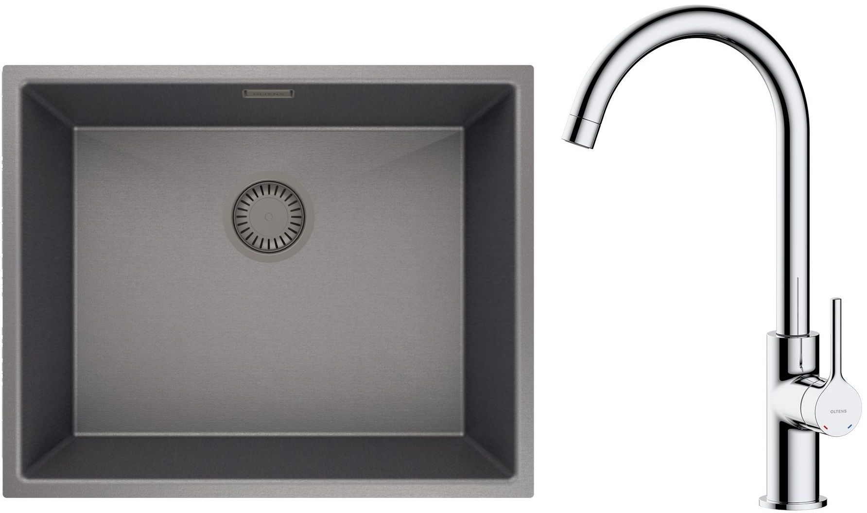 Set lavello in acciaio Oltens Stalvask 71101300, rubinetto da cucina Oltens Skafta 35206100