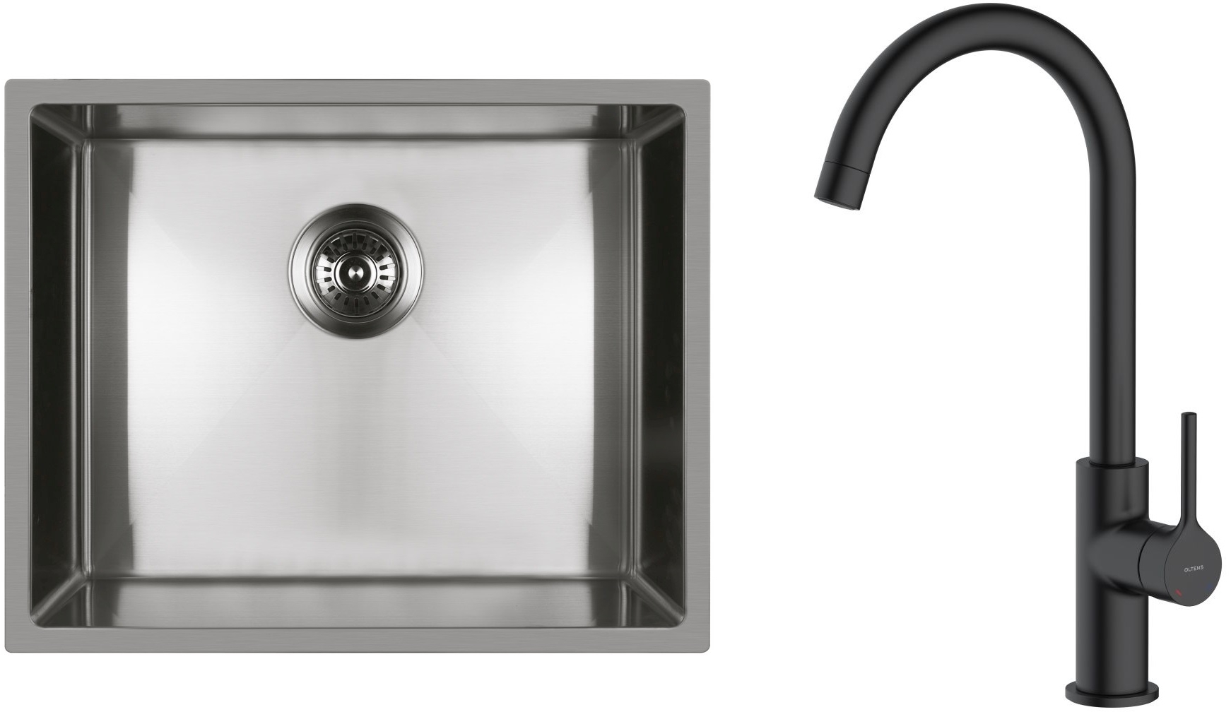 Set lavello in acciaio Oltens Stalvask 71101100, rubinetto da cucina Oltens Skafta 35206300