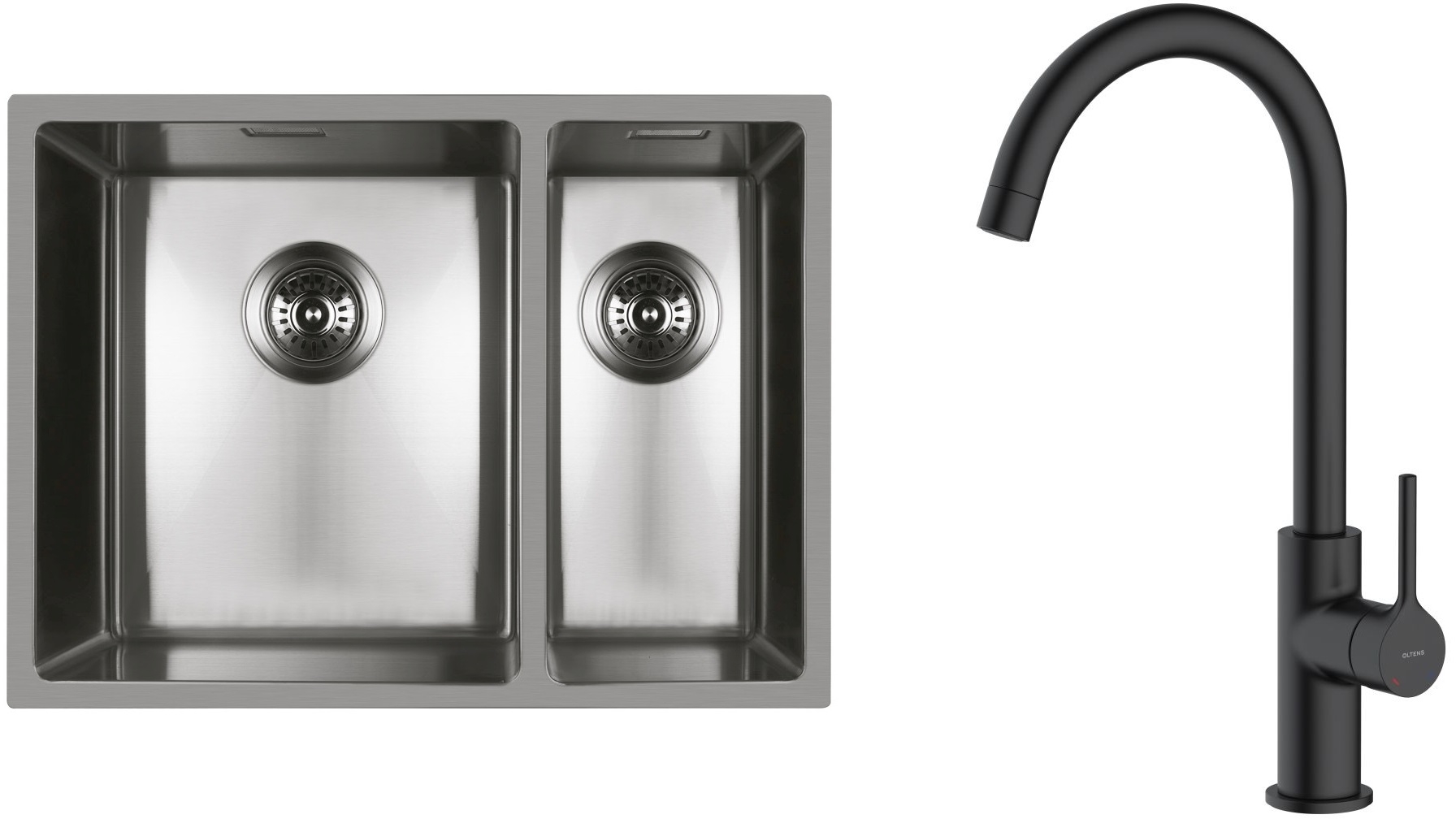 Set lavello in acciaio Oltens Stalvask 71200100, rubinetto da cucina Oltens Skafta 35206300