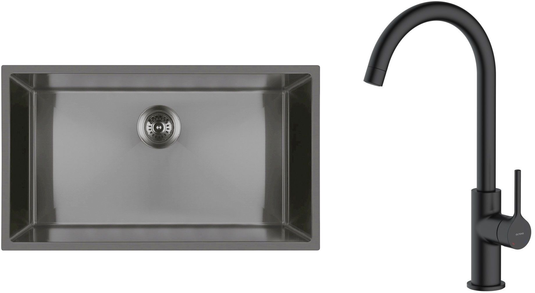 Set lavello in acciaio Oltens Stalvask 71102300, rubinetto da cucina Oltens Skafta 35206300