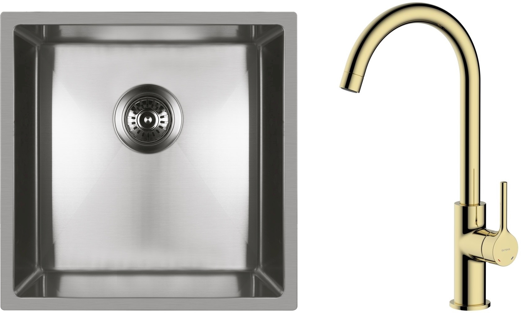 Set lavello in acciaio Oltens Stalvask 71100100, rubinetto da cucina Oltens Skafta 35206800