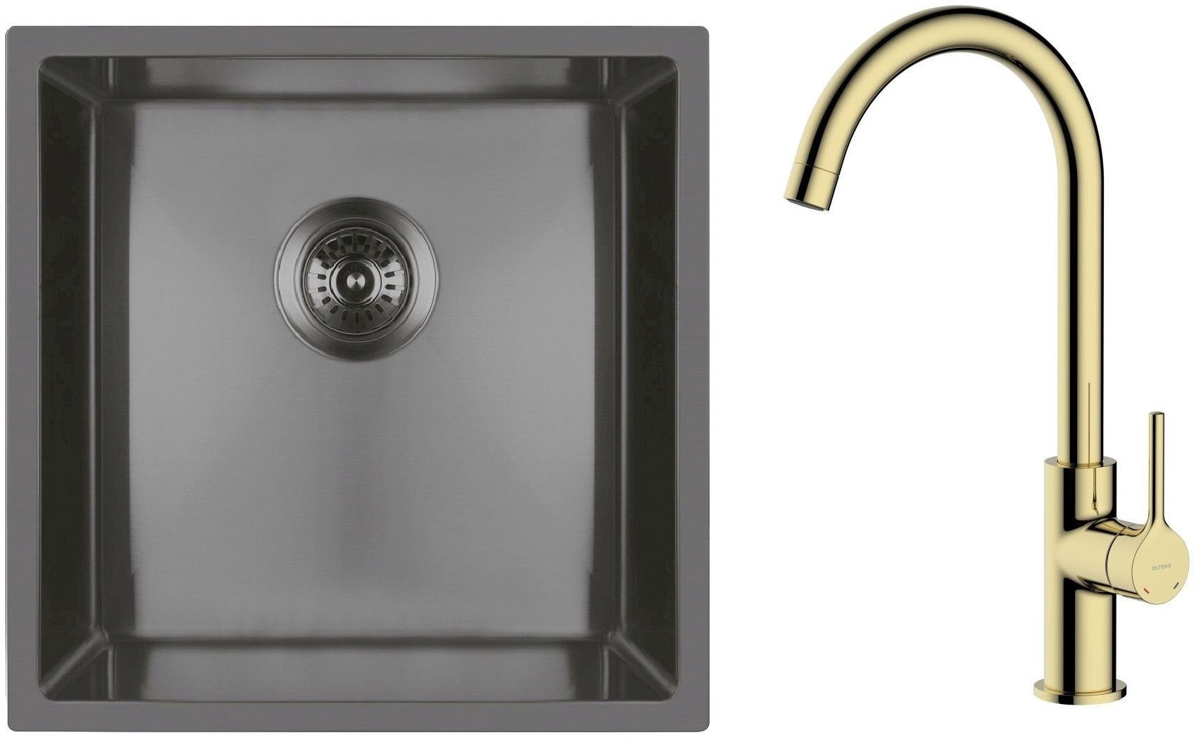 Set lavello in acciaio Oltens Stalvask 71100300, rubinetto da cucina Oltens Skafta 35206800