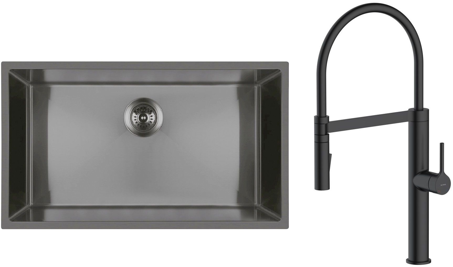 Set lavello in acciaio Oltens Stalvask 71102300, rubinetto da cucina Oltens Borga 35207300