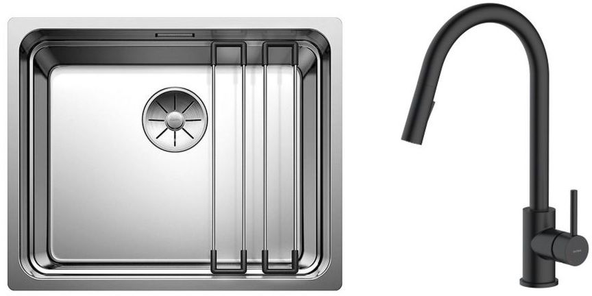 Set lavello in acciaio Blanco Etagon 500-U 521841, rubinetto da cucina Oltens Litla 35204300
