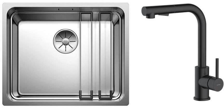 Set lavello in acciaio Blanco Etagon 500-U 521841, rubinetto da cucina Oltens Myvat 35205300