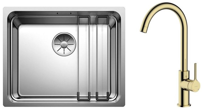 Set lavello in acciaio Blanco Etagon 500-U 521841, rubinetto da cucina Oltens Skafta 35206800