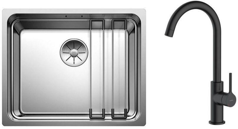 Set lavello in acciaio Blanco Etagon 500-U 521841, rubinetto da cucina Oltens Skafta 35206300