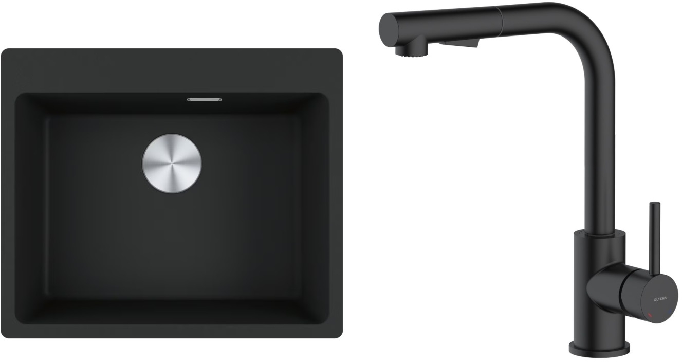 Set lavello in granito Franke Maris 114.0661.699, rubinetto da cucina Oltens Myvat 35205300