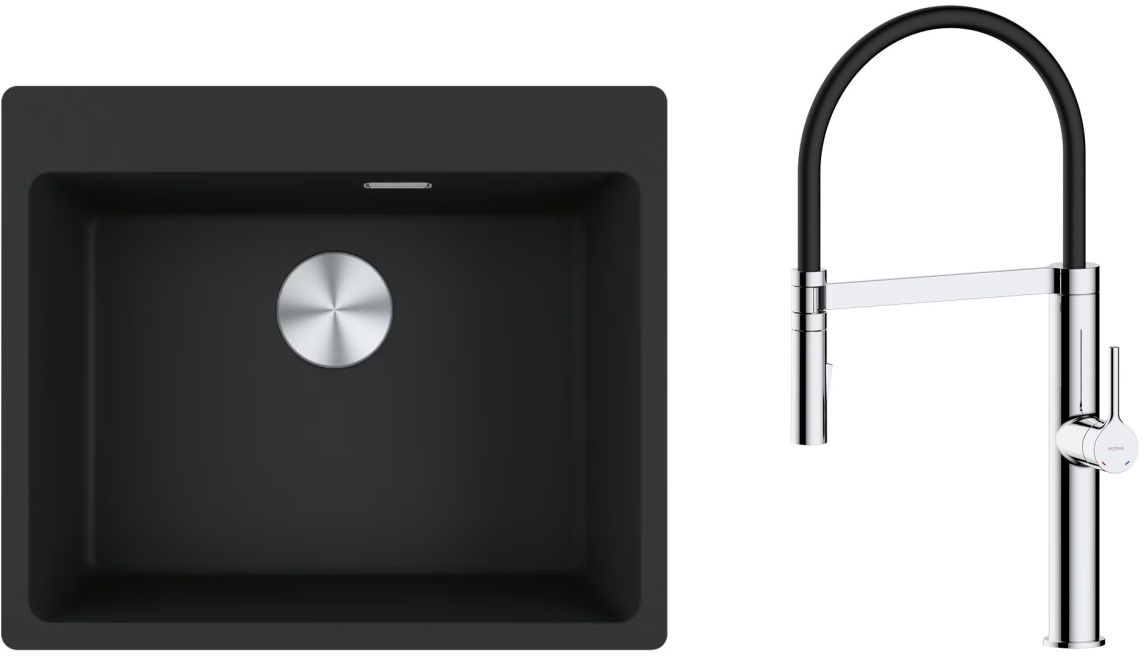 Set lavello in granito Franke Maris 114.0661.699, rubinetto da cucina Oltens Borga 35207100