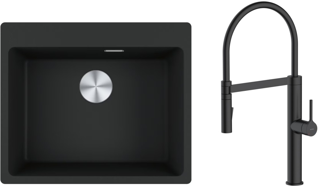 Set lavello in granito Franke Maris 114.0661.699, rubinetto da cucina Oltens Borga 35207300