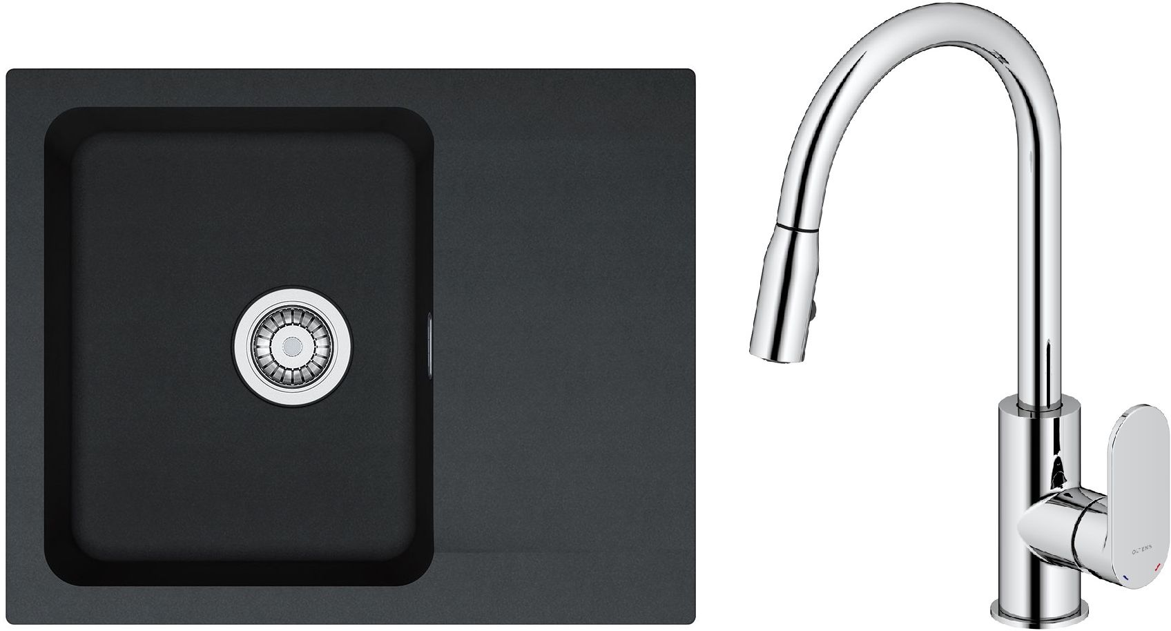 Set rubinetto da cucina Oltens Lista 35202100, lavello Tectonite Franke Orion 114.0286.441