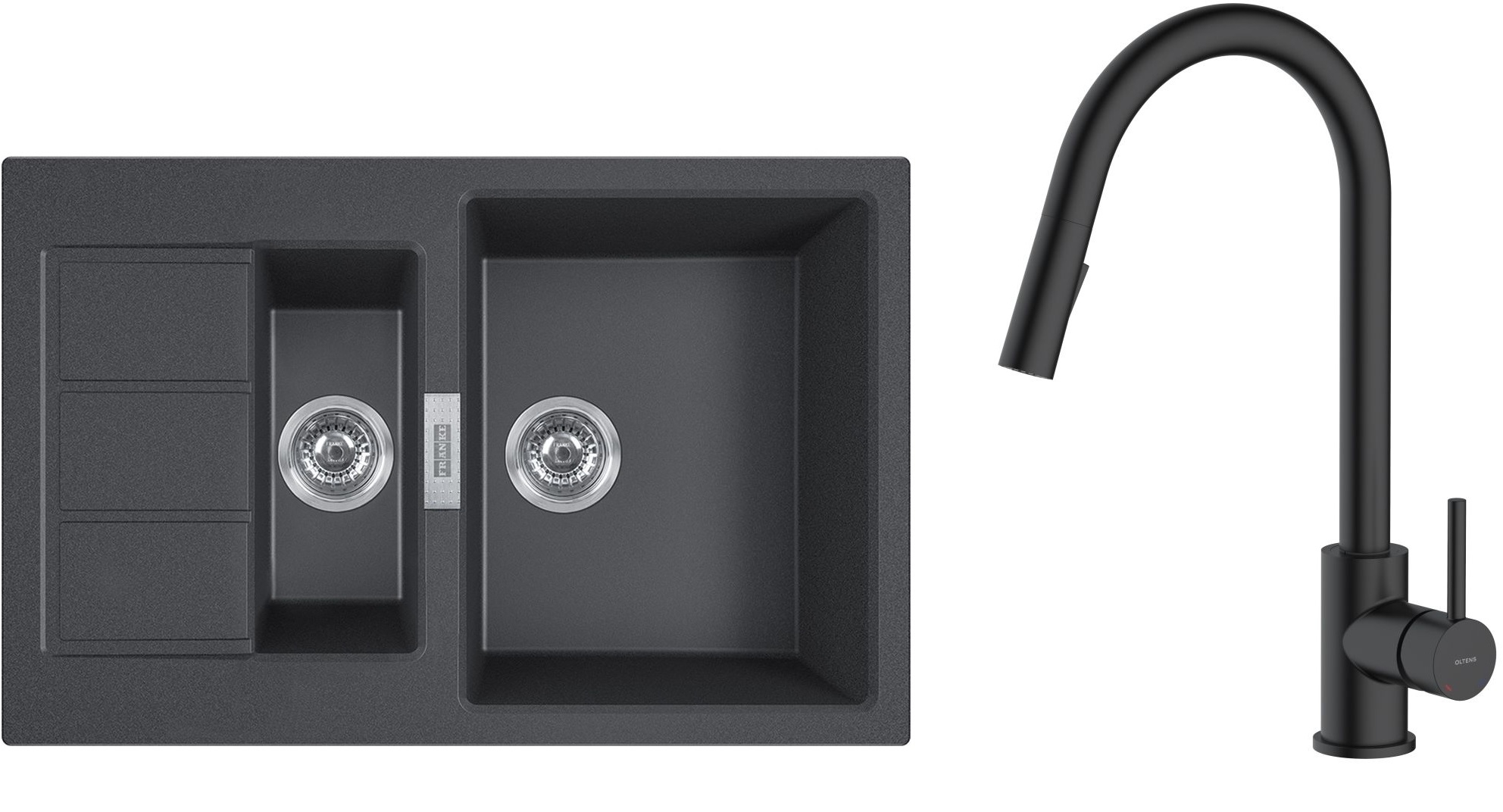 Set lavello Tectonite Franke Sirius 2.0 143.0618.687, rubinetto da cucina Oltens Litla 35204300