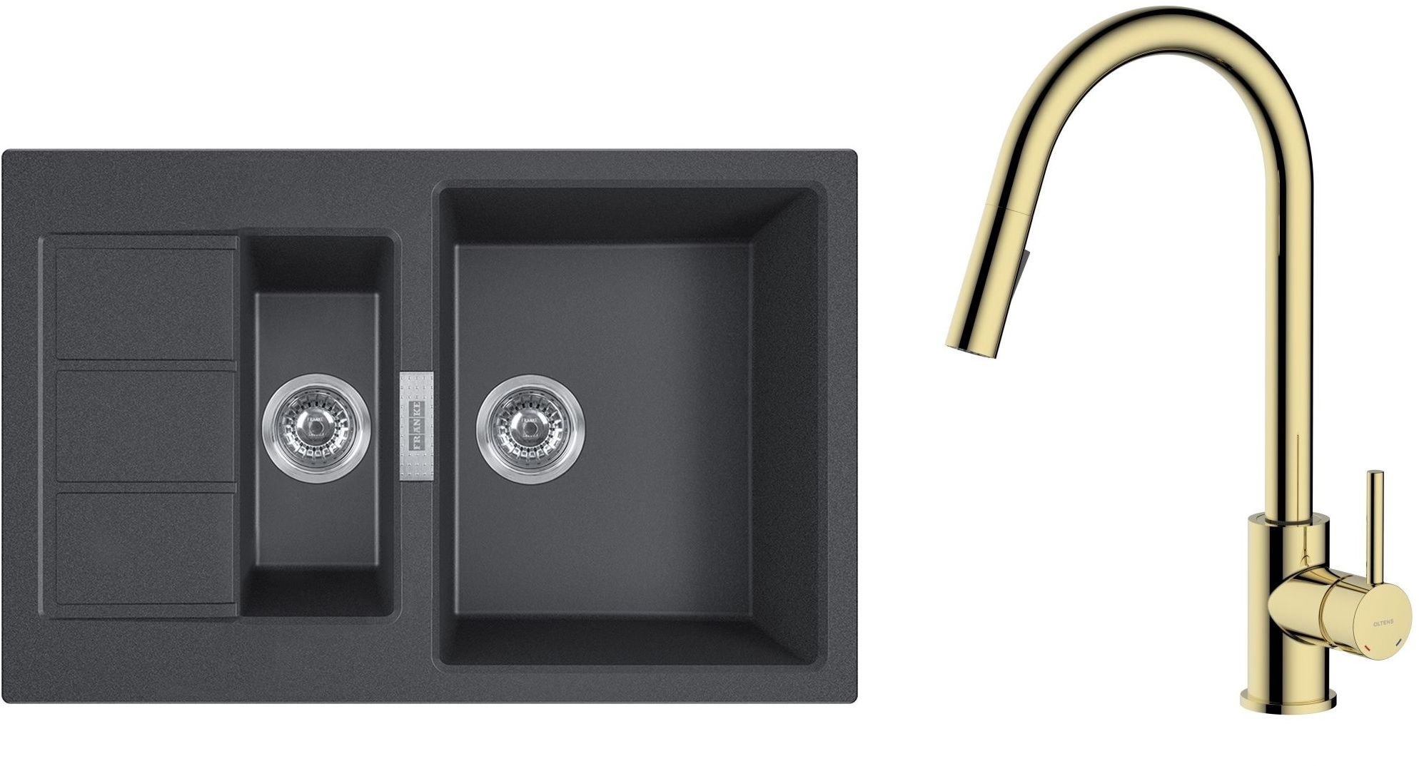 Set rubinetto da cucina Oltens Litla 35204800, lavello Tectonite Franke Sirius 2.0 143.0618.687