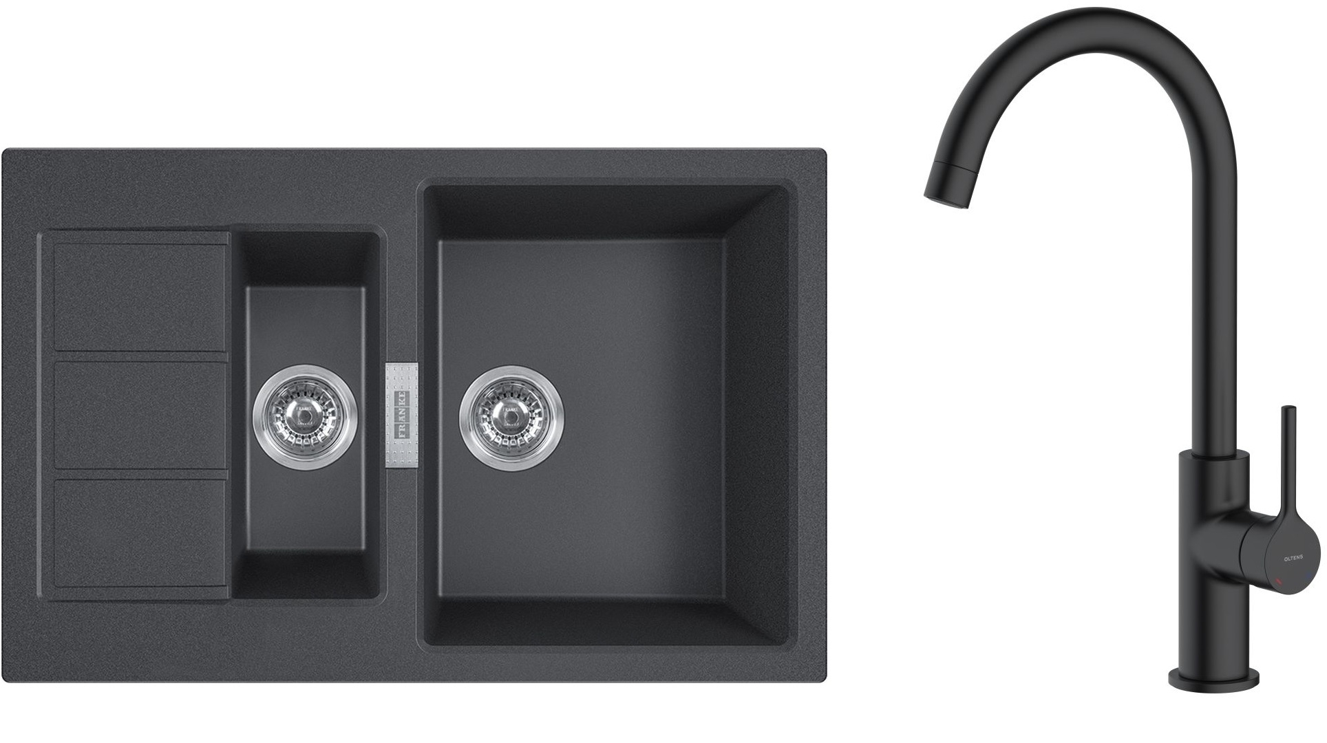 Set lavello Tectonite Franke Sirius 2.0 143.0618.687, rubinetto da cucina Oltens Skafta 35206300