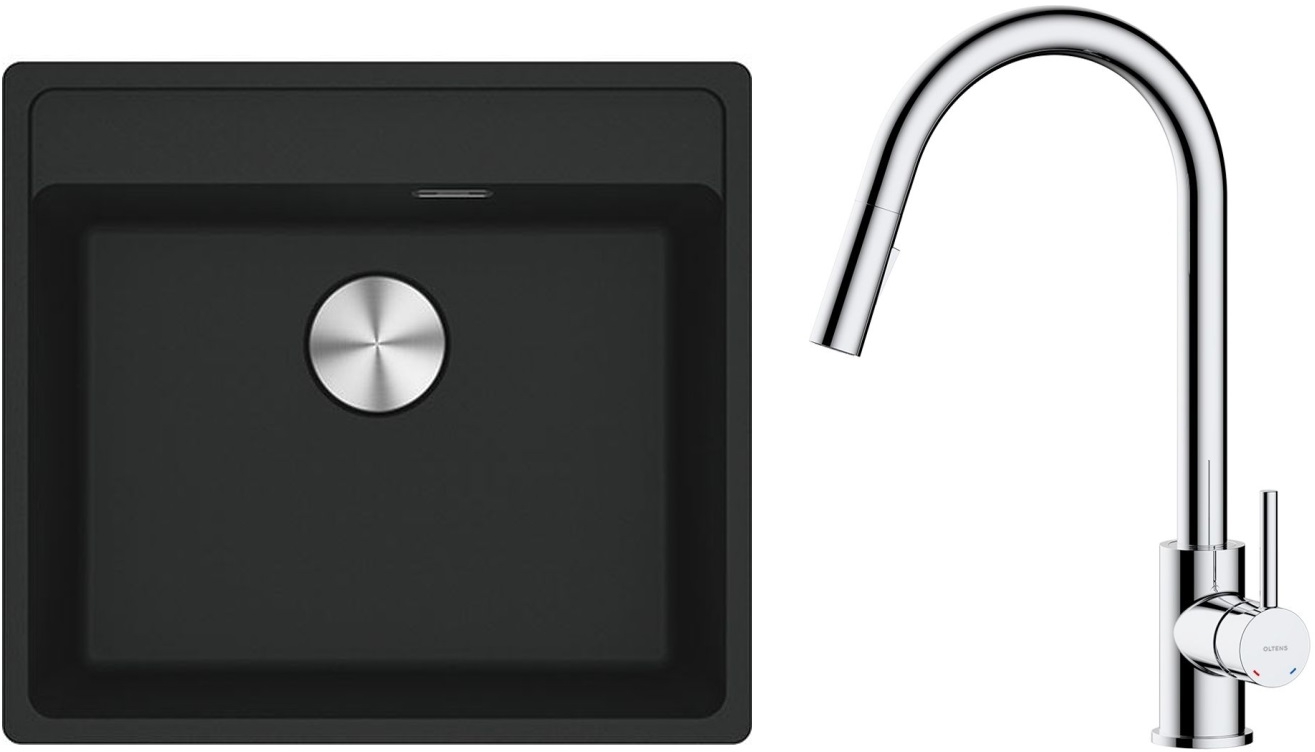 Set lavello in granito Franke Maris 114.0661.642, rubinetto da cucina Oltens Litla 35204100